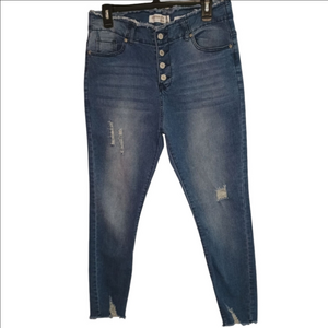 Celebrity Ace Jeans Women's Size 13/31 Slim Ankle Distressed Buttonfly Denim